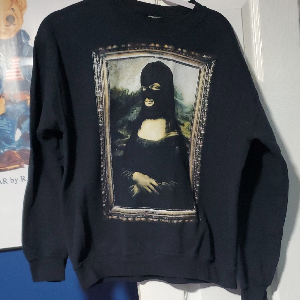 Black Graphic Pistols In Paradise  Mona Lisa Pullover Sweatshirt